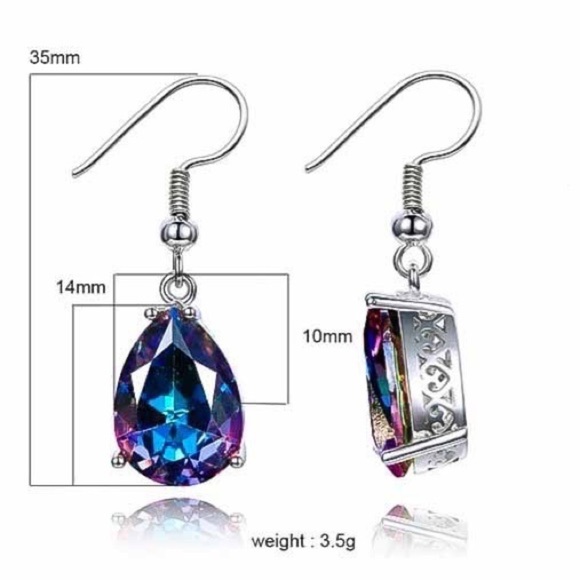 Any 2/$20! Silver Blue/Purple Iridescent Crystal Drop Earrings - Picture 5 of 7